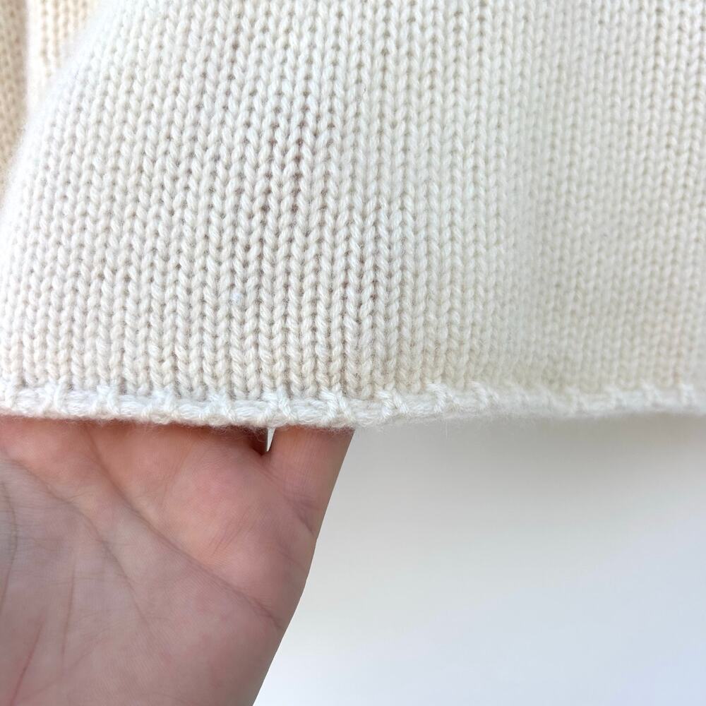 I. Magnin 2-Ply Cashmere Full Zip Cardigan Sweater Cream Ecru Small Stand Collar - Picture 9 of 9